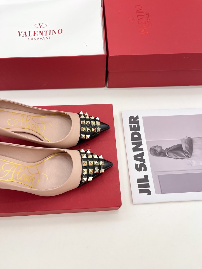Valentino Womens Shoes ROCKSTUD SLINGBACK PUMP WITH SCULPTED HEEL IN KIDSKIN with Original Box 8cm Heel Design