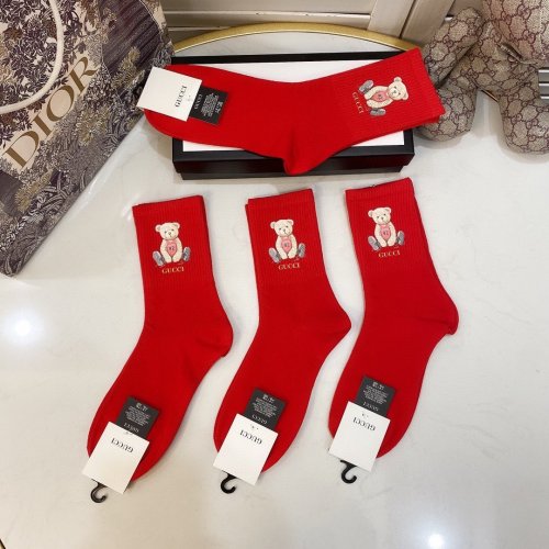 Gucci Socks 4 Pairs with Original Box Luxury Brand Breathable Gucci Sock