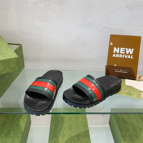 Gucci Mens Shoes Flat Sandals Slippers Luxury Brand Men's Web rubber slide sandal with Original Box 429469 GIB10 1098