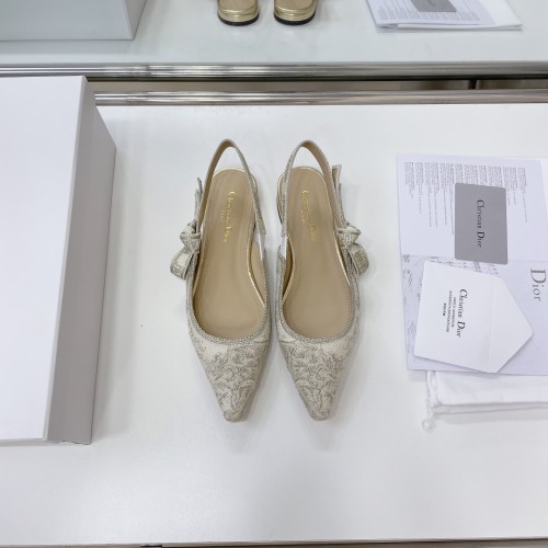 Dior Women Shoes Pumps Luxury Design Fashion Type High Heel Shoes for Wedding Style J'ADIOR SLINGBACK PUMP Cotton Embroidery with Micro Houndstooth Motif with Original Box