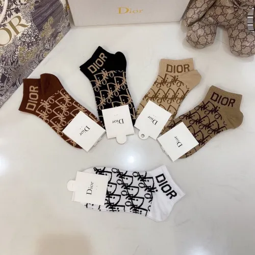 Dior Socks 5 Pairs with Original Box Luxury Brand Breathable Dior Sock