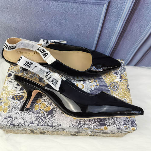 Dior Women Shoes Pumps Luxury Design Fashion Type High Heel Shoes for Wedding Style J'ADIOR SLINGBACK PUMP Black Patent Calfskin KCC200TFL_S900