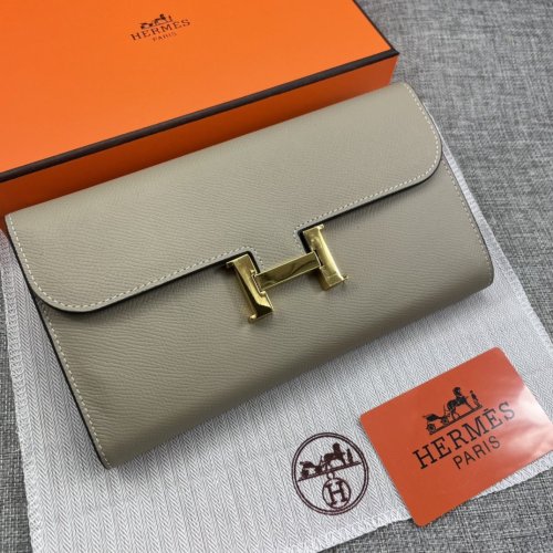 Hermes Womens Mens Wallets Purse Constance Clutch Leather Design Coin Bag with Original Box