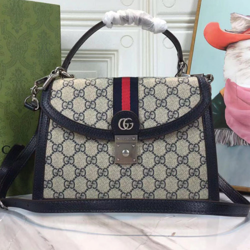 Gucci Womens Bags Shoulder Messenger Bag Luxury Brand Gucci Ophidia small top handle bag in GG supreme canvas with Original Box 651055 96IWN 4076