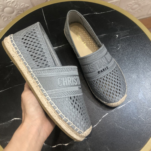 Dior Women Shoes Luxury Brand Design Dior Espadrille Nude Mesh Embroidery Womens Shoes with Original Box