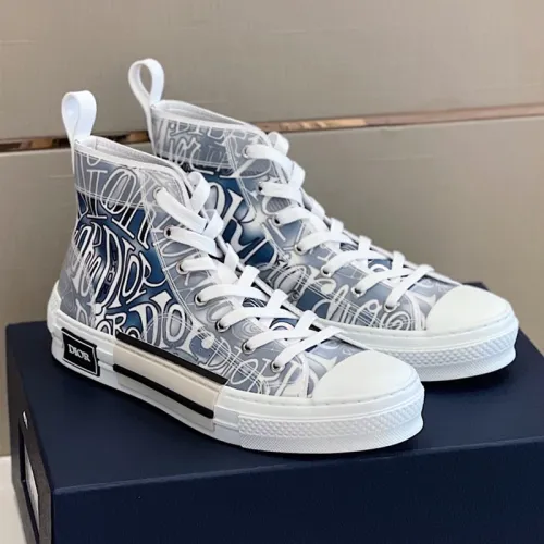 Dior Mens Shoes Sneakers Casual Luxury Brand B23 HIGH-TOP SNEAKER Dior Oblique Canvas with Original Box 3SH118ZMK_H761