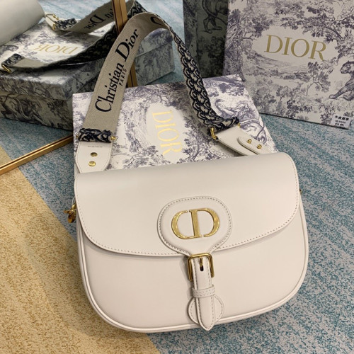Dior Womens Bag Luxury Brand Design Fashion Large Dior Bobby Bag Latte Box Calfskin With Blue Dior Oblique Embroidered Strap