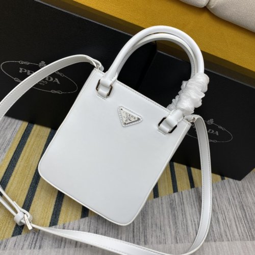 Prada Womens Bag Small Brushed Leather Tote
