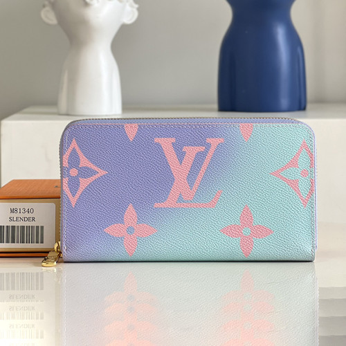 Louis Vuitton Mens Womens Wallets Purse Luxury Brand Designer ZIPPY WALLET M81340 Leather with Original Box Sunrise Pastel Monogram coated canvas