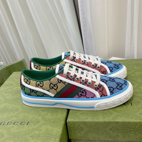 Gucci Womens Shoes Fashion Type Luxury Brand Leather Women's Gucci Tennis 1977 GG Multicolor sneaker 663680 2UZ60 4275 with Original Box