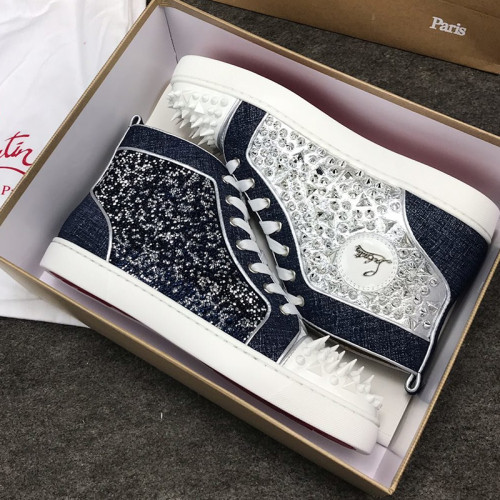 Christian Louboutin Mens Shoes Luxury Brand Red Bottom Design Louis Junior Spikes Flat with Original Box CL sneakers