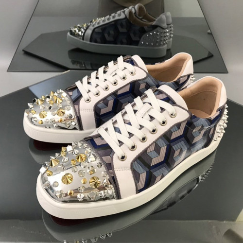 Christian Louboutin Mens Shoes Luxury Brand Red Bottom Design Louis Junior Spikes Flat with Original Box CL sneakers
