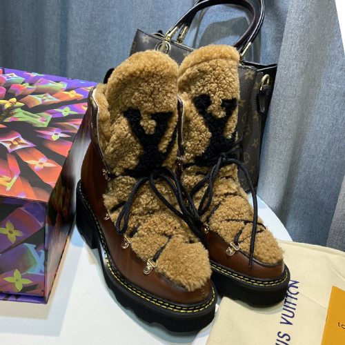 Louis Vuitton Women Shoes Boots Luxury Brand LV BEAUBOURG ANKLE BOOT with Original Box