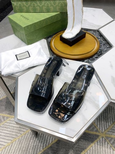 Gucci Womens Shoes Sandals Slides Slippers Luxury Brand Thick Sole 5cm Heel Design Women's GG slide sandal with Original Box