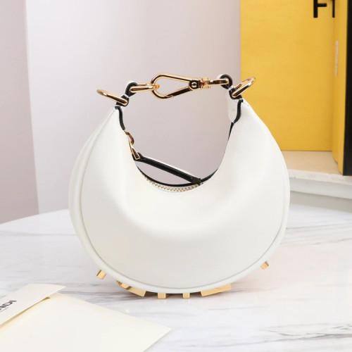 Fendi Womens Bags Shoulder Handbags Luxury Brand Nano Fendigraphy White leather charm 7AS089A5DYF1HEL