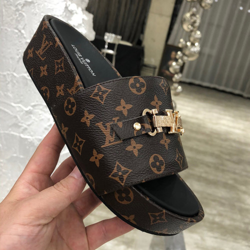 Louis Vuitton Womens Shoes Sandals Slippers Luxury Brand Louis Vuitton JUMBO FLATFORM MULE with Original Box 1A9QYY