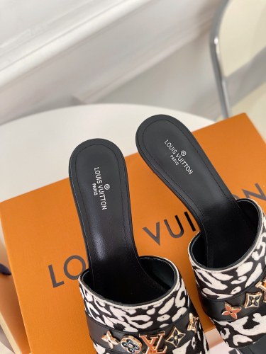 Louis Vuitton Womens Shoes Sandals Slippers Luxury Brand REVIVAL MULE 1A8W32 calf leather with Original Box 5.5cm Heel