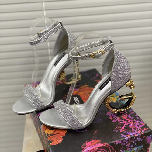 Dolce & Gabbana Womens Shoes Lurex Sandals with Sculpted Heel 9cm