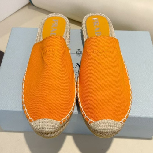 Prada Womens Shoes Casual Luxury Brand Breathable Hemp espadrilles Shoes Sandals Slippers with Original Box