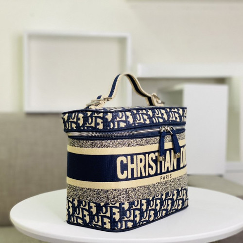 Dior Womens Bags DIORTRAVEL VANITY CASE Blue Dior Oblique Jacquard