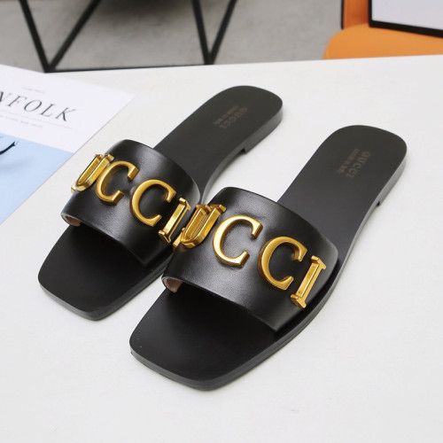 Gucci Womens Shoes Sandals Casual Design Luxury Brand Classic Leather thong sandal with Double G ‎497444 A3N00 1000 with Original Box