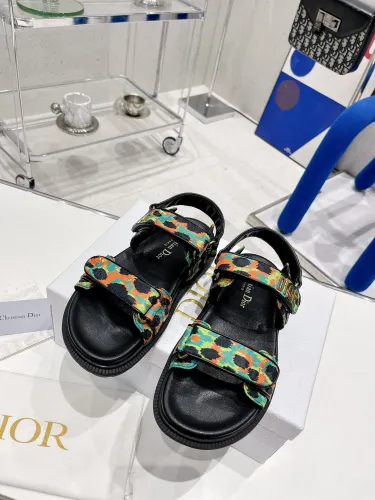Dior Women Shoes Sandals Luxury Brand DIORACT SANDAL Multicolor Printed Silk with Original Box KCQ549MZS_S57P