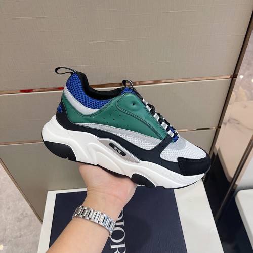 Dior Mens Shoes Sneakers Luxury Brand Breathable Design B22 SNEAKER Technical Mesh with Smooth Calfskin