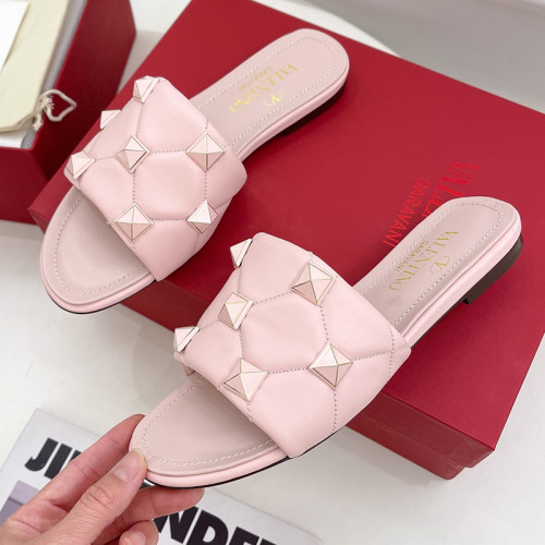 Valentino Women Shoes Mule Flip Flop Sandals ROMAN STUD SLIDE SANDAL IN QUILTED NAPPA with Original Box Luxury Brand