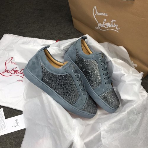 Christian Louboutin Mens Shoes Luxury Brand Red Bottom Design Louis Junior Spikes Flat with Original Box CL sneakers