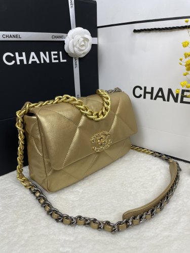 Chanel Womens Bags Shoulder Messenger Bags Chanel 19 Flap Bag Luxury Brand with Original Box