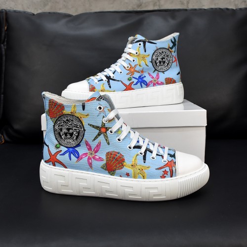 Versace Mens Shoes Sneakers Lace-Up Canvas Ankle Boots Luxury Brand Fashion Shoes for Men