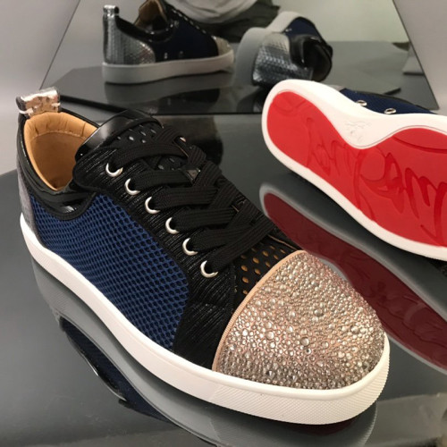 Christian Louboutin Mens Shoes Luxury Brand Red Bottom Design Louis Junior Spikes Flat with Original Box CL sneakers