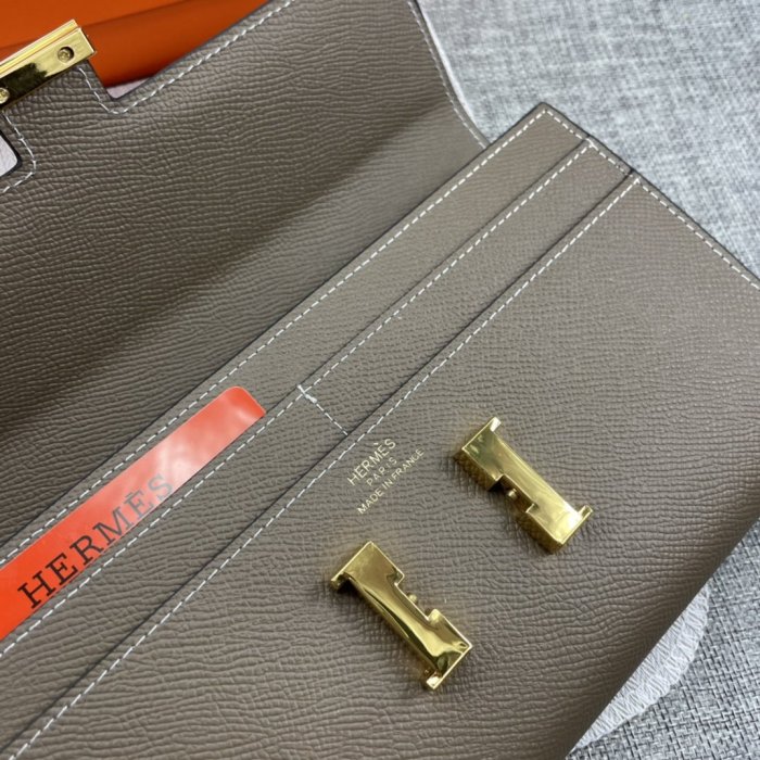 Hermes Womens Mens Wallets Purse Constance Clutch Leather Design Coin Bag with Original Box