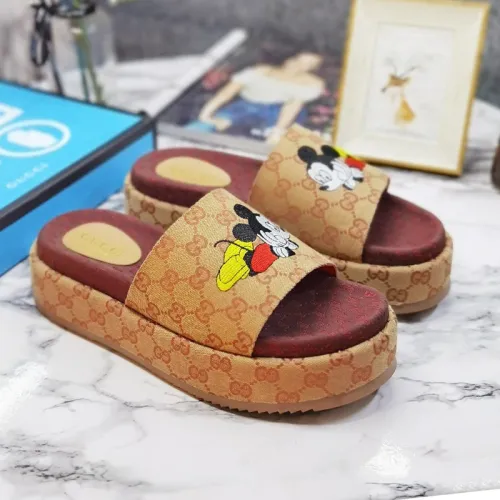 Gucci Mens Shoes Sandals Slides Slippers Luxury Brand Thick Sole Design with Original Box