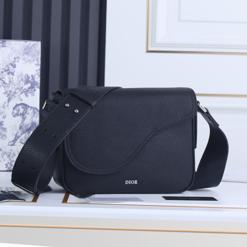 Dior Mens Bags Shoulder Messenger Bags Luxury Brand Dior MINI SADDLE MESSENGER BAG Black Grained Calfskin with Original Box 1ADME130YMJ_H00N