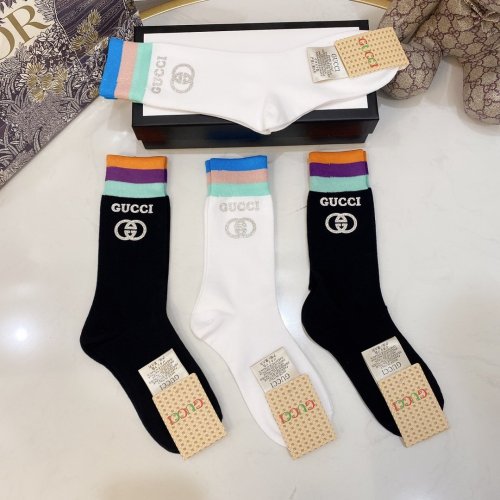 Gucci Socks 4 Pairs with Original Box Luxury Brand Breathable Gucci Sock