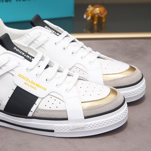 Dolce & Gabbana Mens Shoes Sneakers Rubber Sole Luxury Brand Calfskin 2.Zero custom sneakers with contrasting details with Original Box