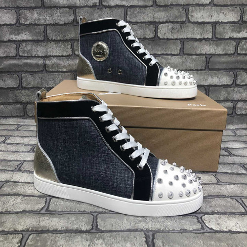 Christian Louboutin Mens Shoes Luxury Brand Red Bottom Design Louis Junior Spikes Flat with Original Box CL sneakers
