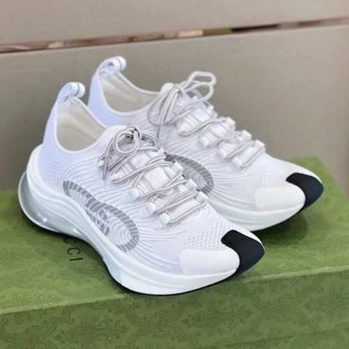 Gucci Womens Shoes Sneakers Luxury Brand Women's Gucci Run sneaker in white fabric 680902 USM10 8475 with Original Box