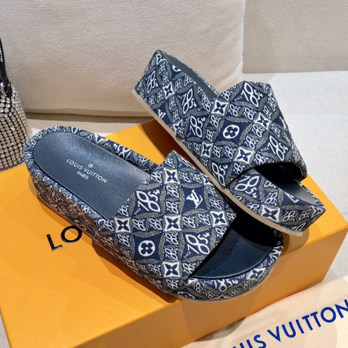 Louis Vuitton Womens Shoes Sandals Slippers Luxury Brand Louis Vuitton JUMBO FLATFORM MULE with Original Box 1A9QYY