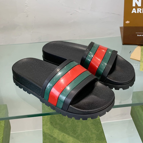 Gucci Mens Shoes Flat Sandals Slippers Luxury Brand Men's Web rubber slide sandal with Original Box 429469 GIB10 1098