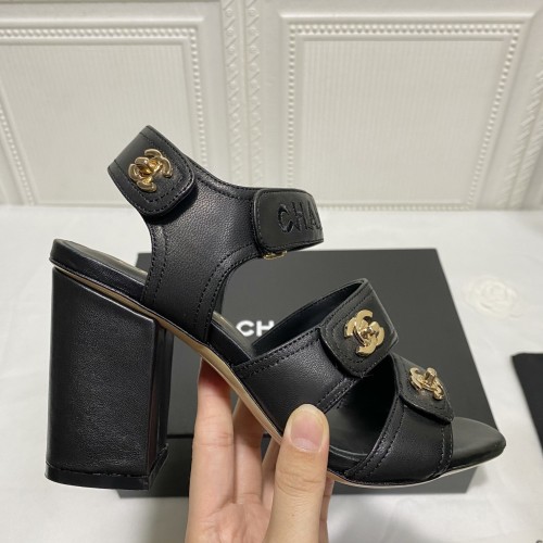 Chanel Womens Shoes Sandals Lambskin Black G37387 X01000 94305