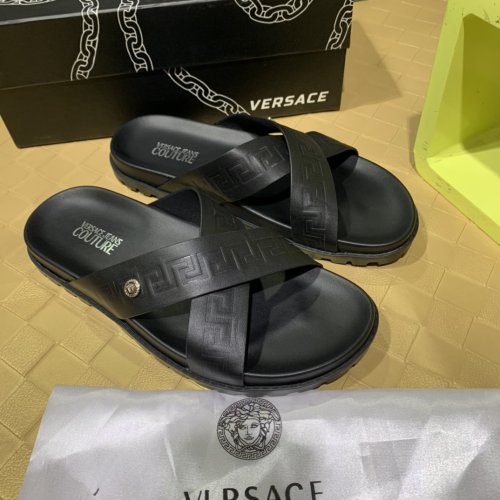 Versace Men Shoes Luxury Designer EMBOSSED GRECA SANDALS # DSU7871-DVIGEC_D41E