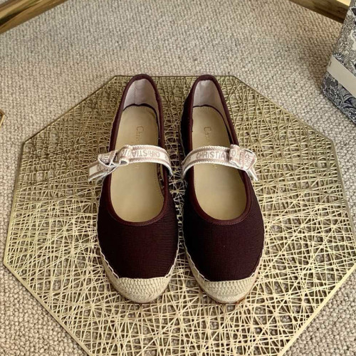 Dior Women Shoes Luxury Brand Design Dior Espadrille Nude Mesh Embroidery Womens Shoes with Original Box