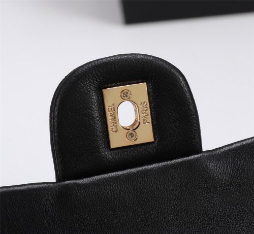 Chanel Womens Bags Luxury Brand Chanel Classic Handbag Lambskin & Gold-Tone Metal Black A01112 Y01295 94305