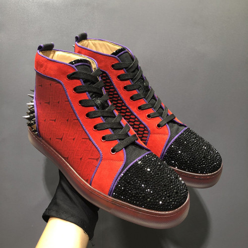 Christian Louboutin Mens Shoes Luxury Brand Red Bottom Design Louis Junior Spikes Flat with Original Box CL sneakers