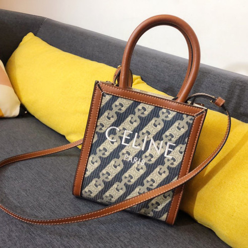 Celine Womens Bag VERTICAL CABAS CELINE IN MAILLON TRIOMPHE JACQUARD AND CALFSKIN