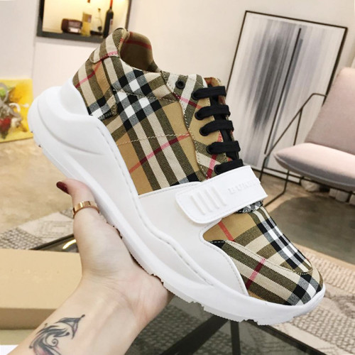 Burberry Mens Shoes Sneakers Fashion Type Luxury Brand Vintage Check Cotton Sneaker with Original Box