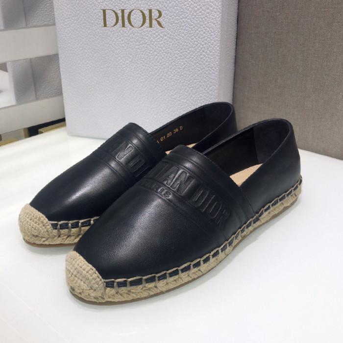 Dior Womens Shoes DIOR GRANVILLE ESPADRILLE Black Embossed Lambskin with Original Box KDB692LBO_S900