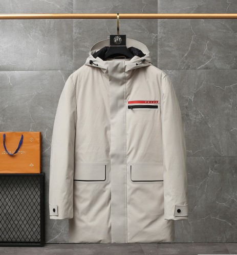 Prada Mens Womens Winter Windprood Down Jackets Keep Warm 90% White Duck Down